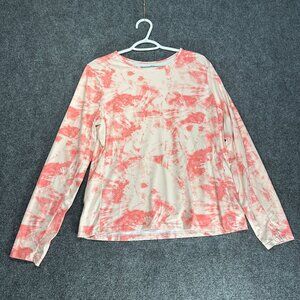 Hang Ten Top Womens XL Orange Stretch Knit Pullover Long Sleeve UV Protection